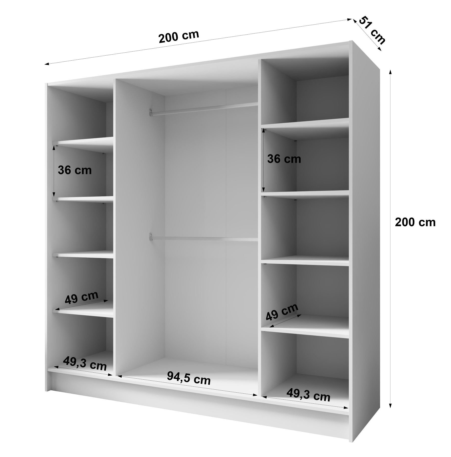 ORTO Szafa 200 gładka z uchwytami, bez lustra - zdjęcie produktu